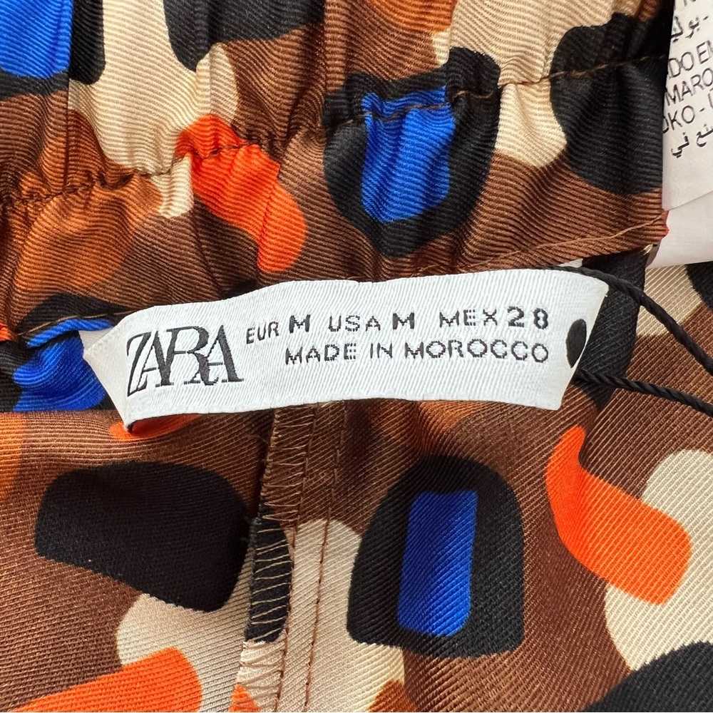 Zara Brown/Orange Geometric Wide Leg Pants Size Medium - Picture 10 of 13